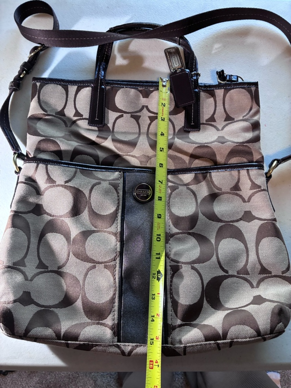 Coach Signature Canvas Tote in Brown and Tan - Picture 6 of 14